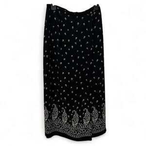 Liz Claiborne Black Maxi Skirt Women’s Size 4 Floral Paisley Dark Cottage Boho